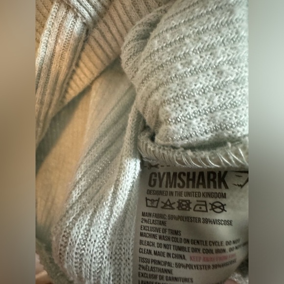 Gymshark Mint Green Cropped Ribbed Long Sleeve Drawstring Top - Picture 5 of 7